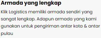 armada klik logistics sangat lengkap