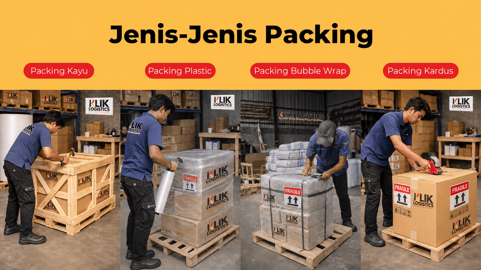 Jenis packing barang cargo Jakarta Bima di Klik Logistics